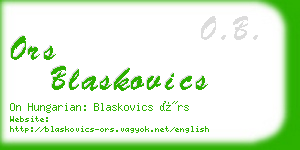 ors blaskovics business card